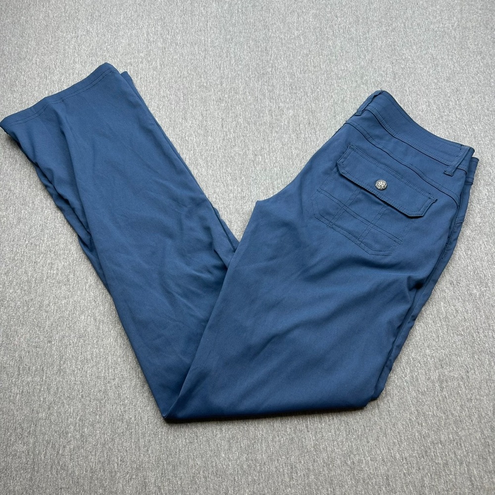 Prana Halle Hiking Pants Womens 8 Tall (33x35) Blue Roll-Up Drawstring Outdoor
